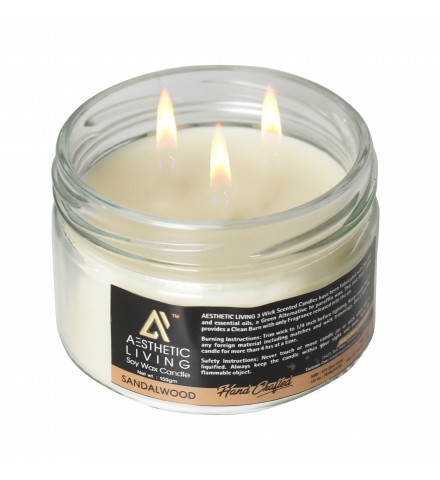 3-Wick Sandalwood Soy Wax Candle